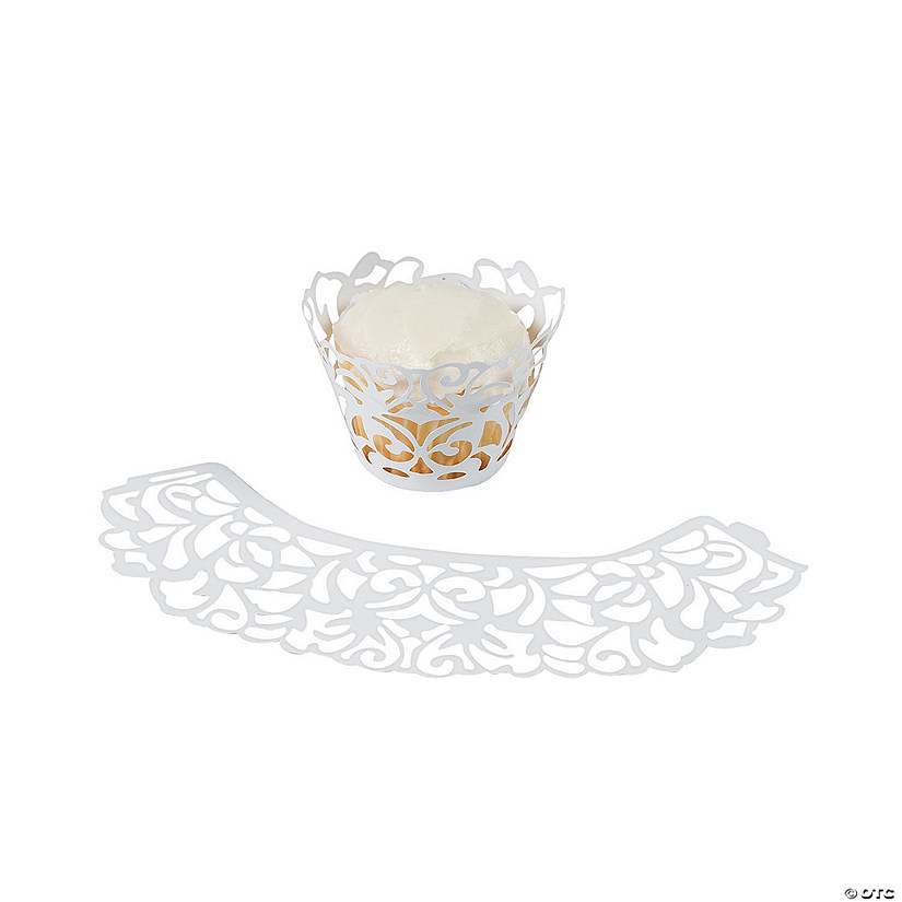 White Laser-Cut Cupcake Wrappers Image