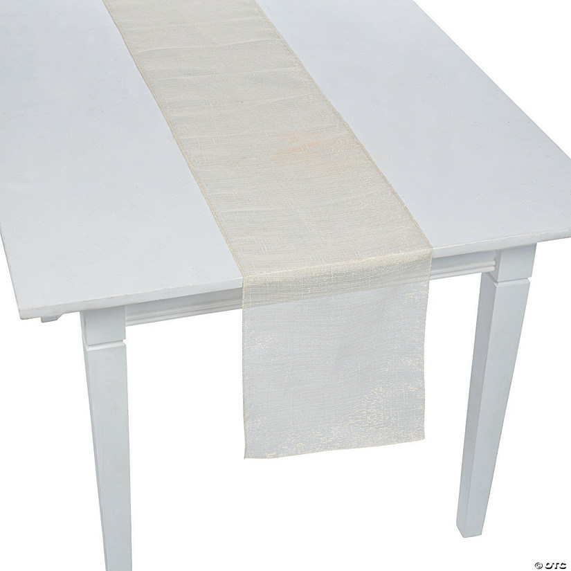 White Metallic Linen Table Runner