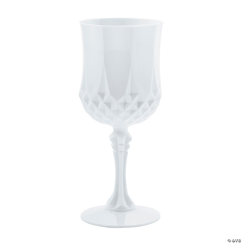 White Patterned Plastic Wine Glasses - 12 Ct. Image