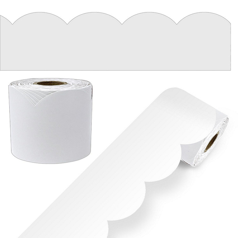 White Rolled Scalloped Bulletin Board Borders Image