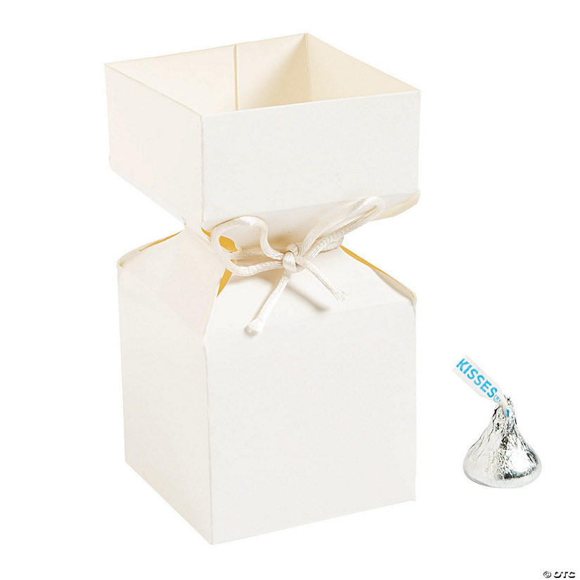 White Vertical Square Hourglass Favor Boxes - 12 Pc. Image