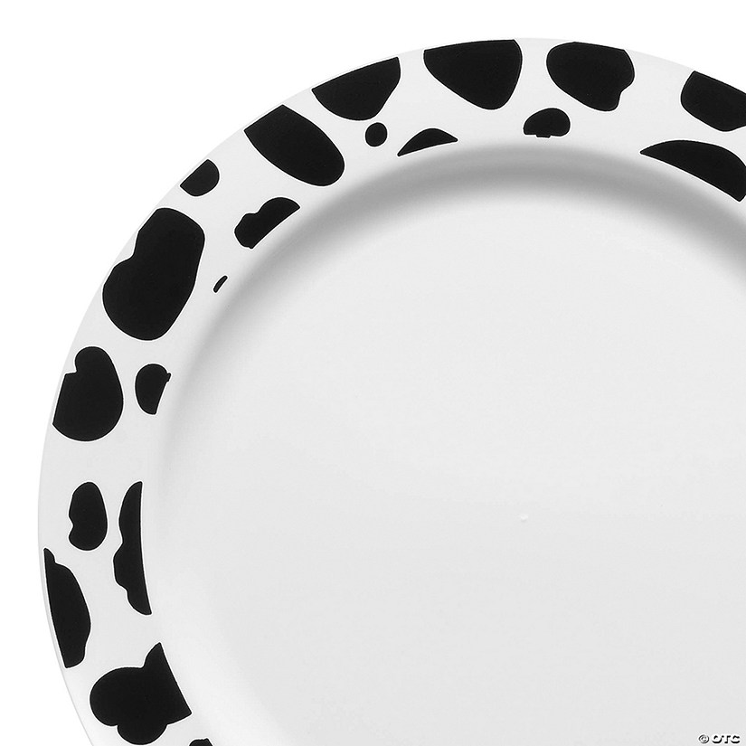 White with Black Dalmatian Spots Round Disposable Plastic Dinnerware Value Set (20 Settings) Image