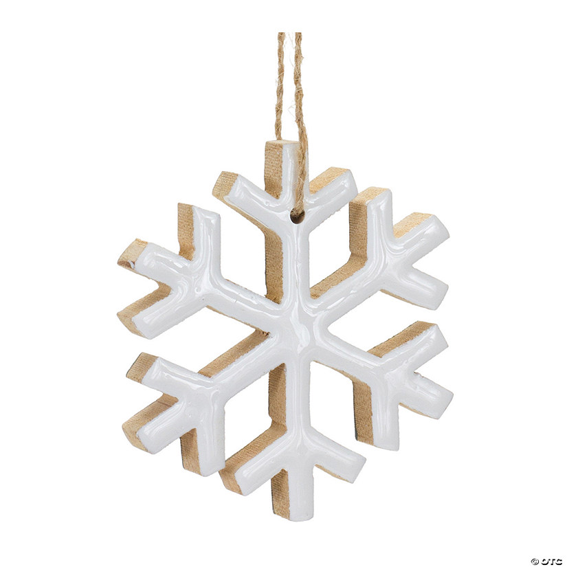 White Wood Snowflake Ornament (Set Of 12) 4"H Mdf Image