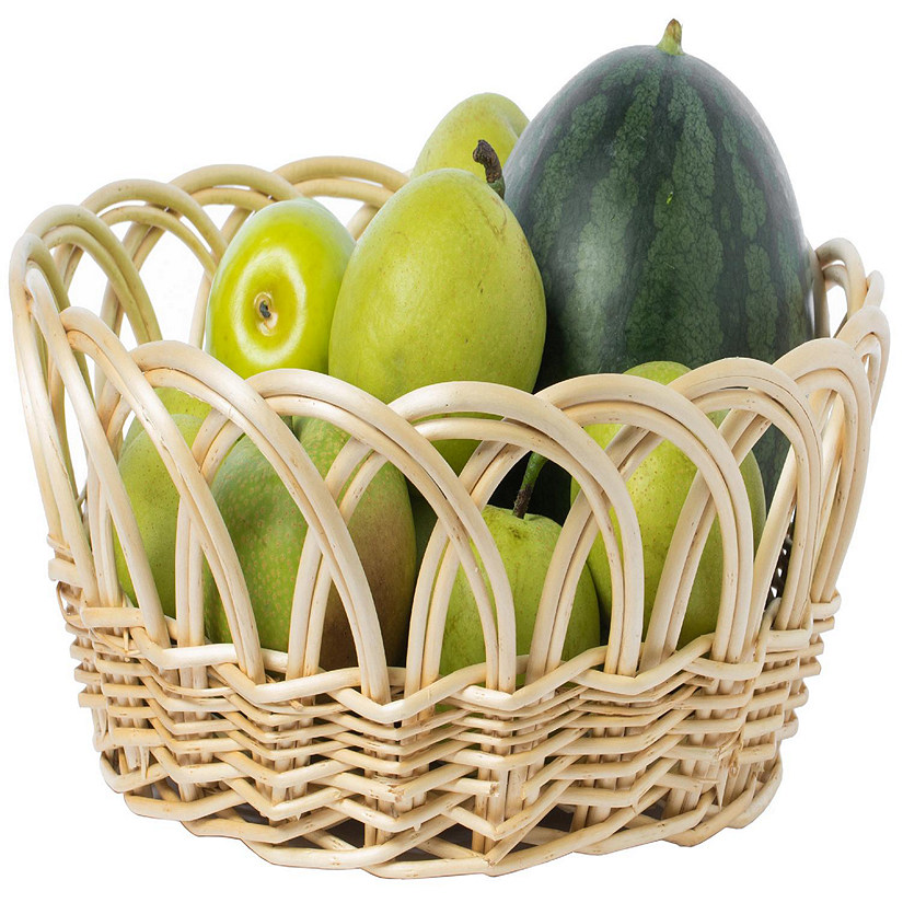 Wickerwise 16 Inch Decorative Round Fruit Bowl Bread Basket Serving Tray, Large Image
