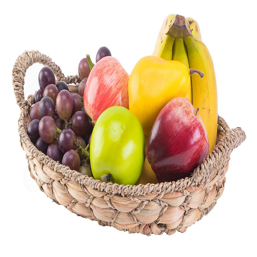 Wickerwise Seagrass Fruit Bread Basket Tray with Handles, Small Image
