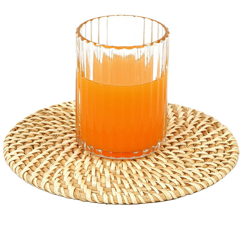 Wickerwise Set of 4 Decorative Round 5.25'' Natural Woven Handmade Rattan Placemats Image