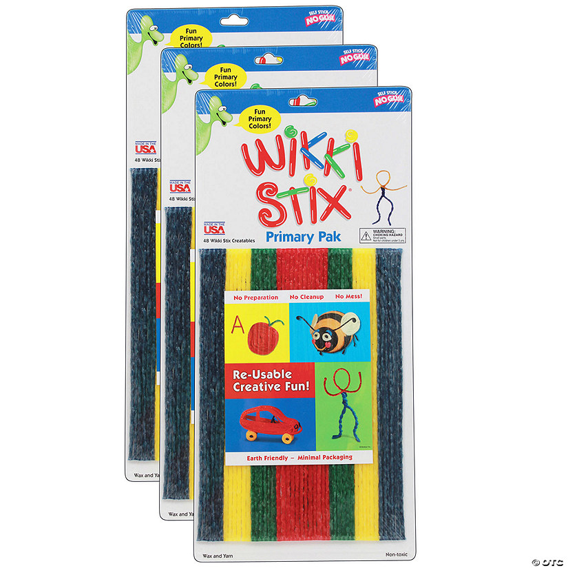 Wikki Stix Wikki Stix, Primary Colors, 8", 48 Per Pack, 3 Packs Image