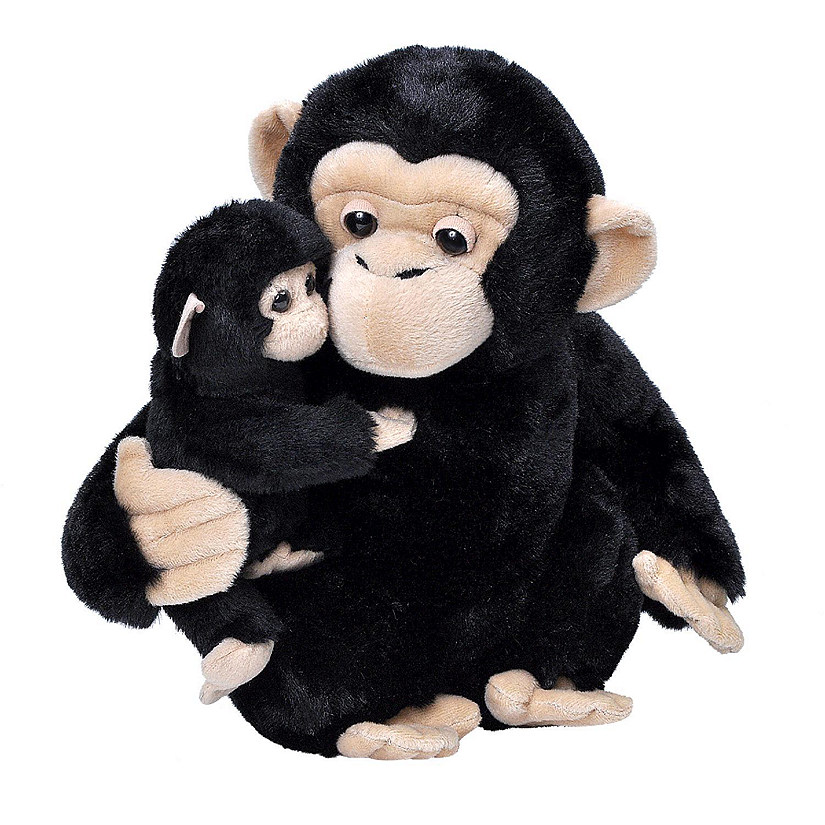 Wild Republic Mom & Baby Chimpanzee Stuffed Animal, 12 Inches Image