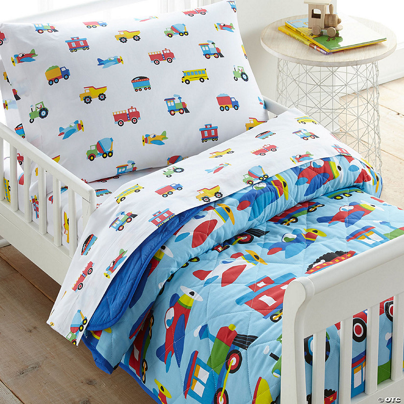 Wildkin Trains, Planes & Trucks 4 pc 100% Cotton Bed in a Bag - Toddler Image