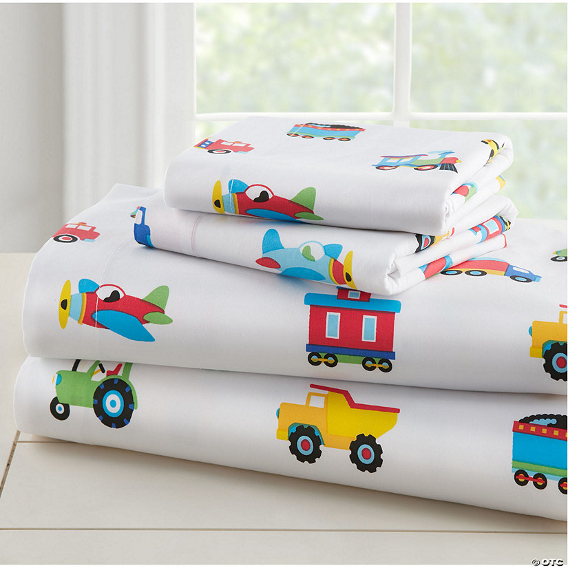 Wildkin Trains, Planes & Trucks Super Soft 100% Cotton Sheet Set - Toddler Image