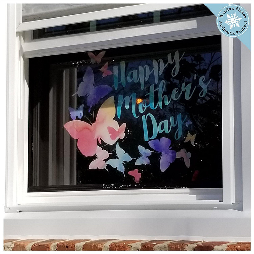 WINDOW FLAKES WINDOW CLINGS - HAPPY MOTHER'S DAY PASTEL BUTTERFLIES Image