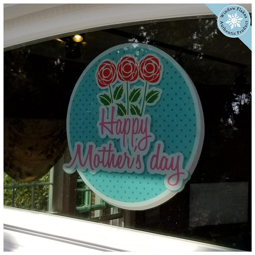 WINDOW FLAKES WINDOW CLINGS - HAPPY MOTHER'S DAY WITH ROSES Image