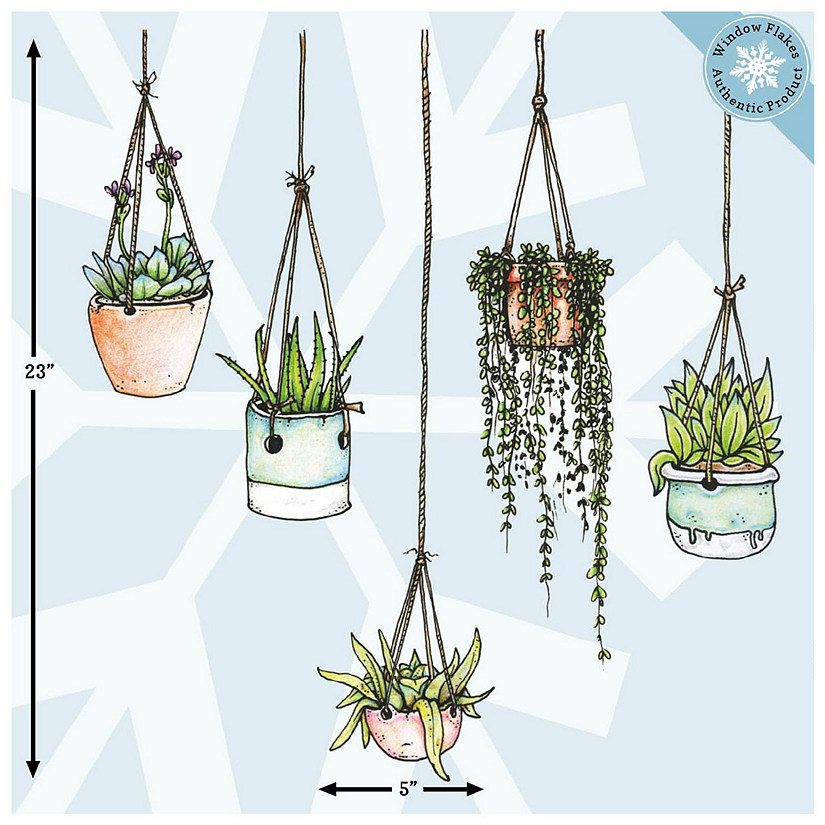 WINDOW FLAKES WINDOW CLINGS - ILLUSTRATED HANGING PLANTS CLINGS (SET OF 5) Image