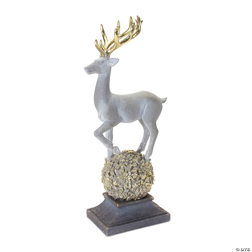 Winter Deer Figurine On Orb 14"H Resin Image