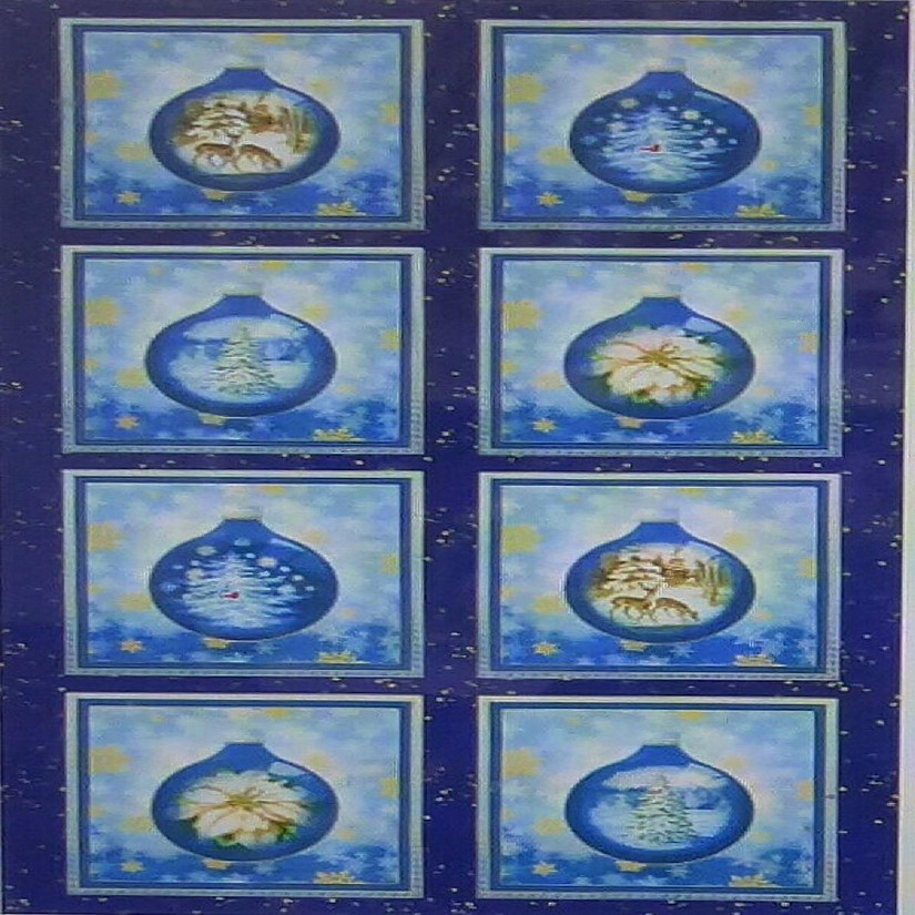 Winter's Grandeur~Blue Ornament Panel~24" x 44"Cotton Fabric by Robert Kaufman Image