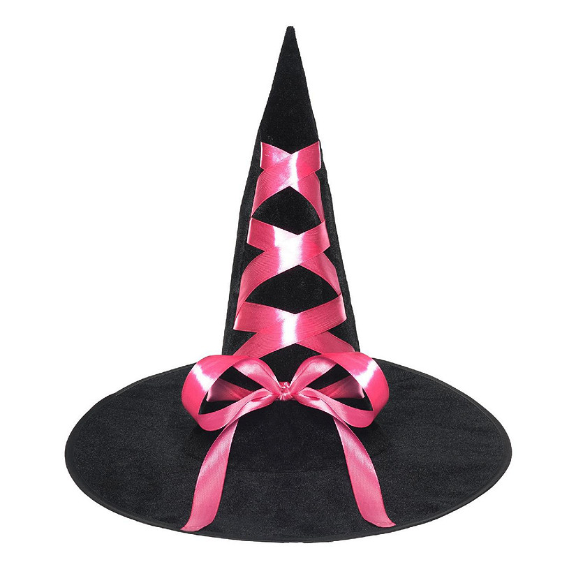 Witch Hat with Ribbon Adult Costume Accessory  Pink Image