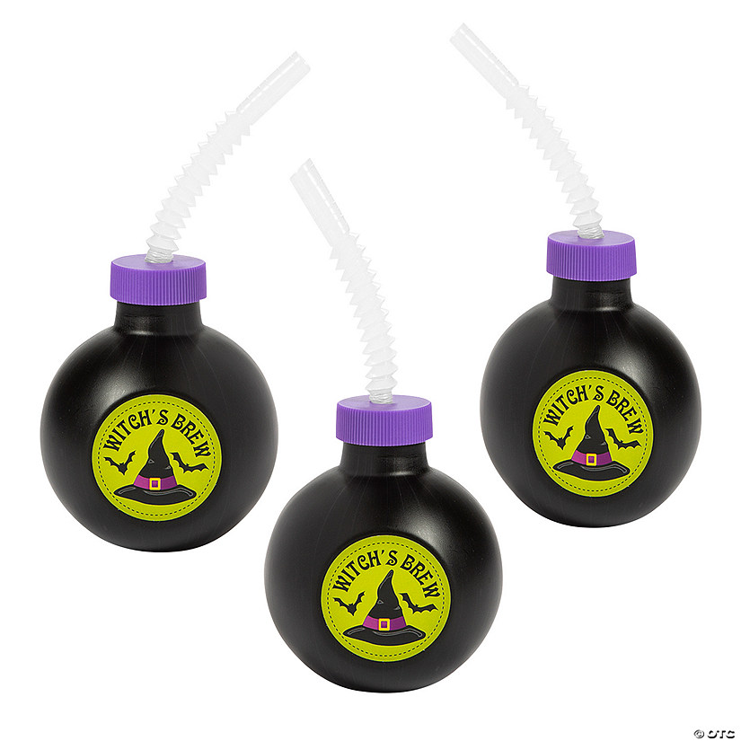 Witch Potion BPA-Free Plastic Cups with Lids & Straws - 12 Ct. Image
