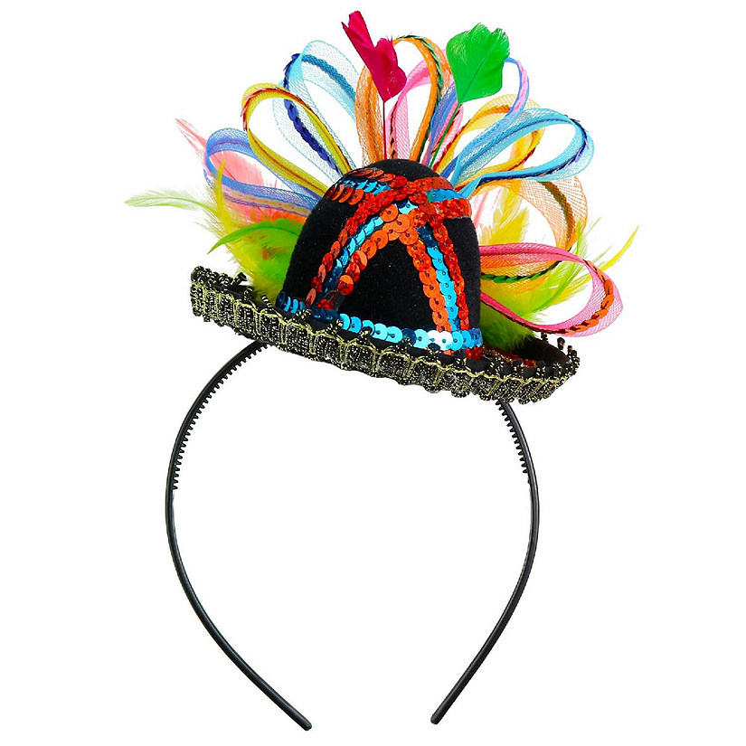 Womens Fiesta Sombrero Headband - Mexican Fancy Fascinator Girls Hair Accessories for Kids and Adults Image