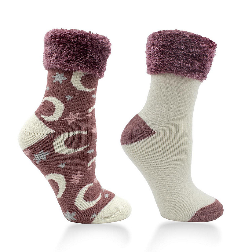 Womens Shae Butter and Neroli infused poof top sock- Raspberry Image