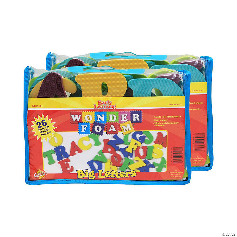 WonderFoam Big Letters, Assorted Colors, Assorted Sizes, 26 Per Pack, 2 Packs Image