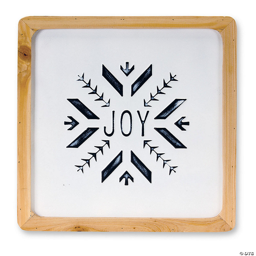 Wood Framed Metal Joy Sign with Nordic Snowflake (Set of 2) Image