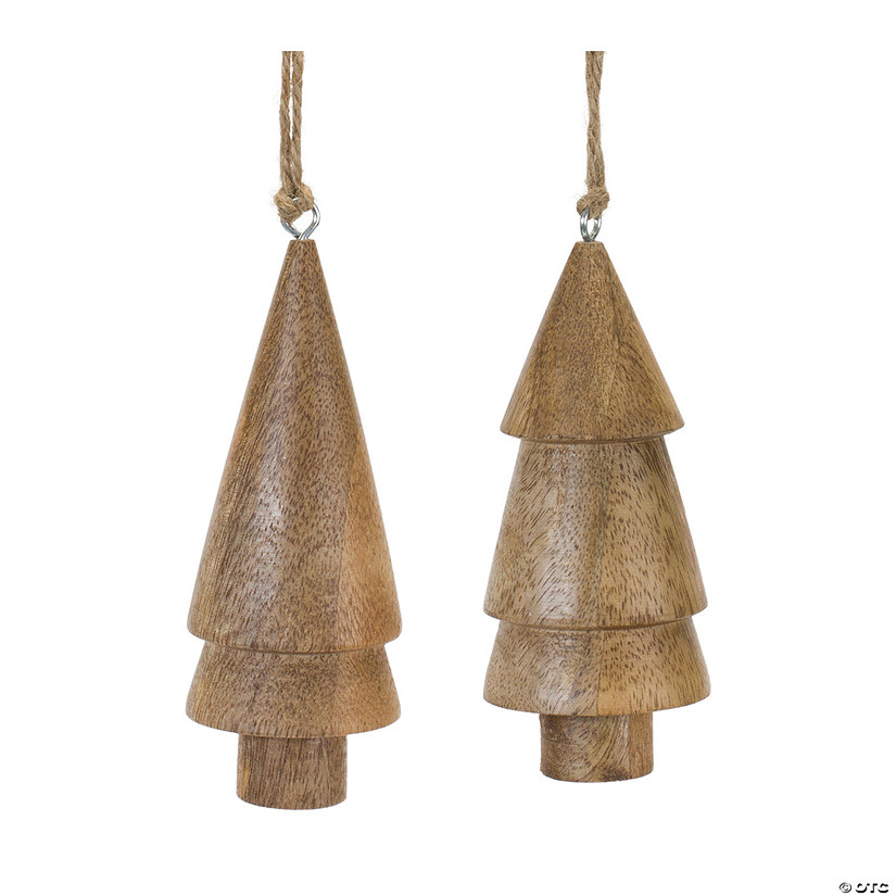 Wood Pine Tree Ornament (Set Of 6) 5.25"H Wood Image
