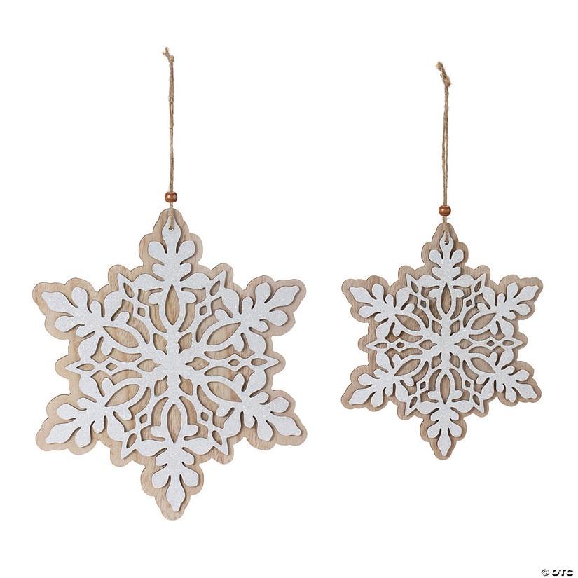 Wood Snowflake Ornament (Set Of 24) 7"H, 9"H Wood Image
