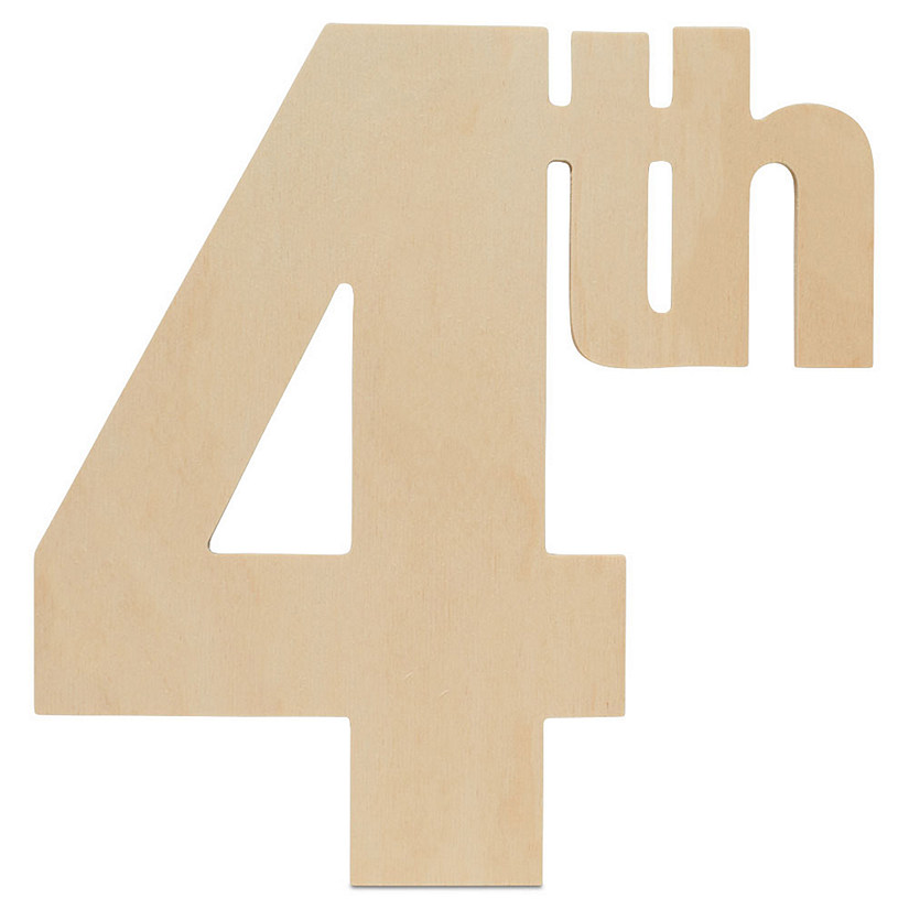 Woodpeckers Crafts, DIY Unfinished Wood 12" 4th Cutouts, Pack of 5 Image