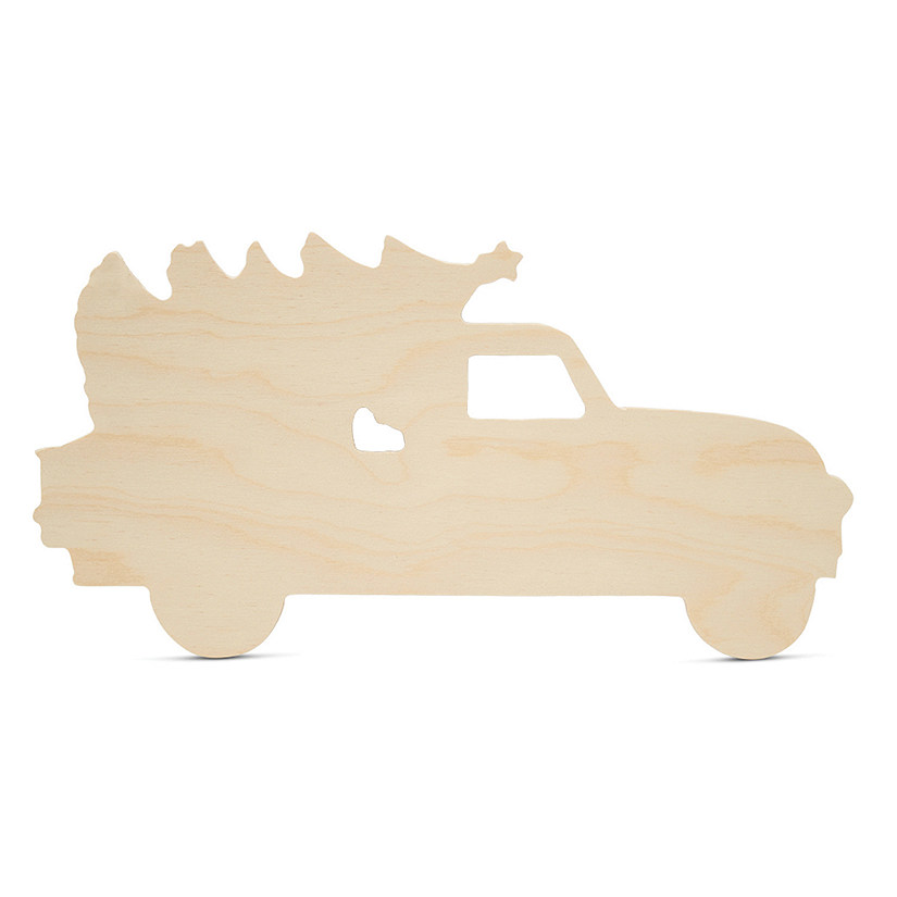 Woodpeckers Crafts, DIY Unfinished Wood 12" Christmas Pickup Truck Cutout Pack of 3 Image