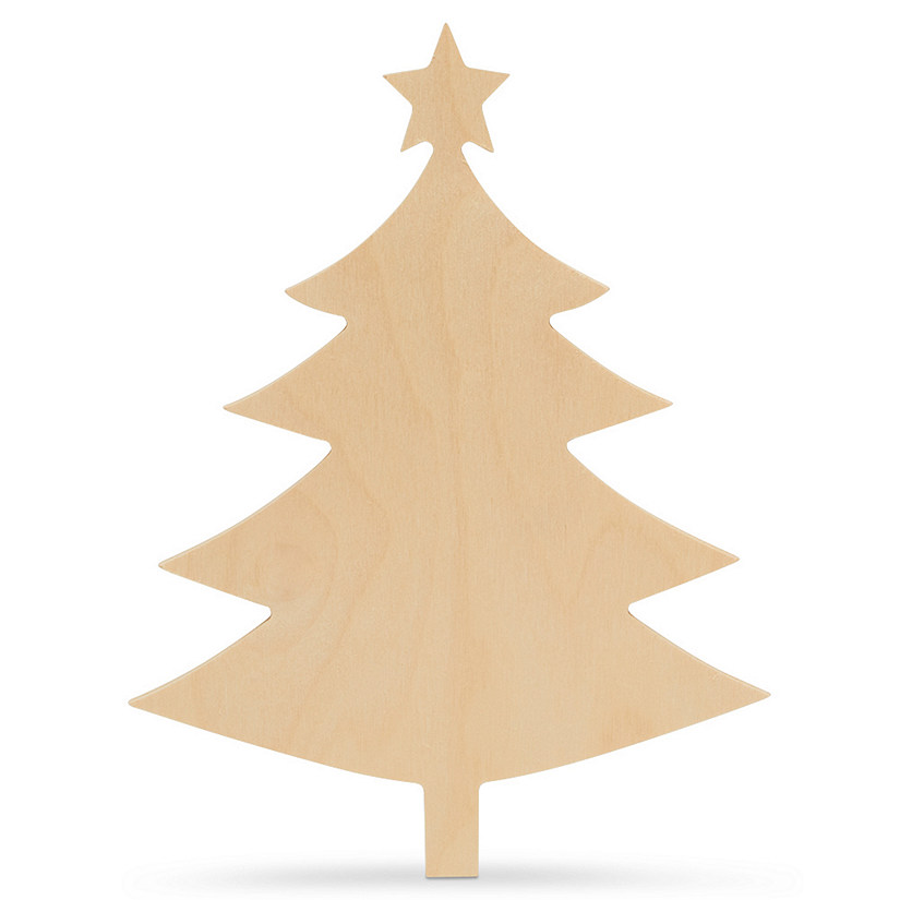 Woodpeckers Crafts, DIY Unfinished Wood 12" Christmas Tree with Star Cutout, Pack of 12 Image