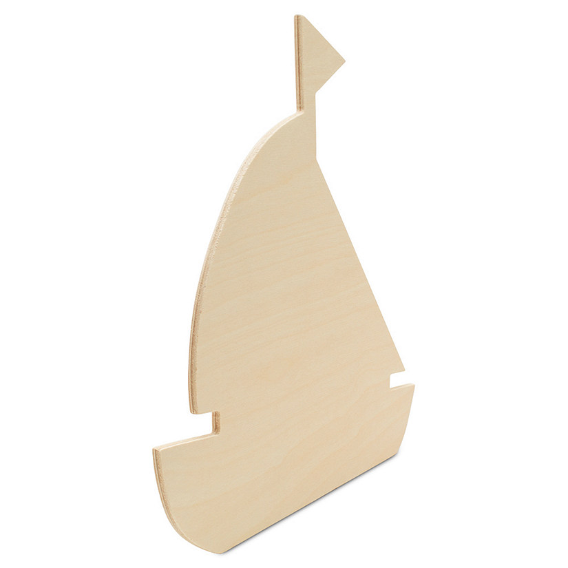 Woodpeckers Crafts, DIY Unfinished Wood 12" Sailboat Cutouts, Pack of 3 Image
