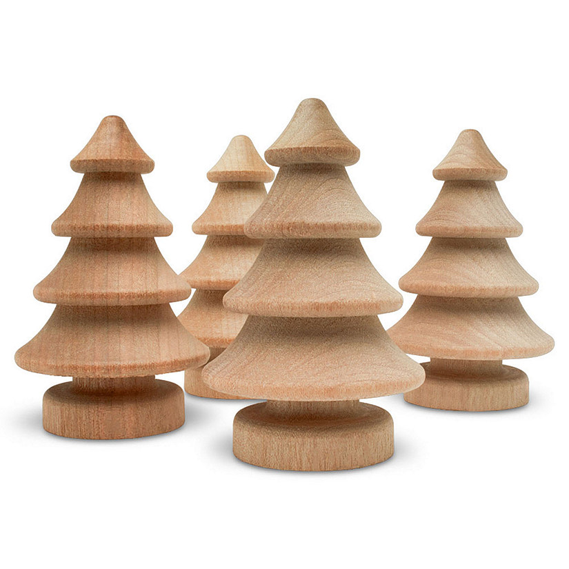 Woodpeckers Crafts, DIY Unfinished Wood 2-3/4" Pine Tree, Pack of 25 Image