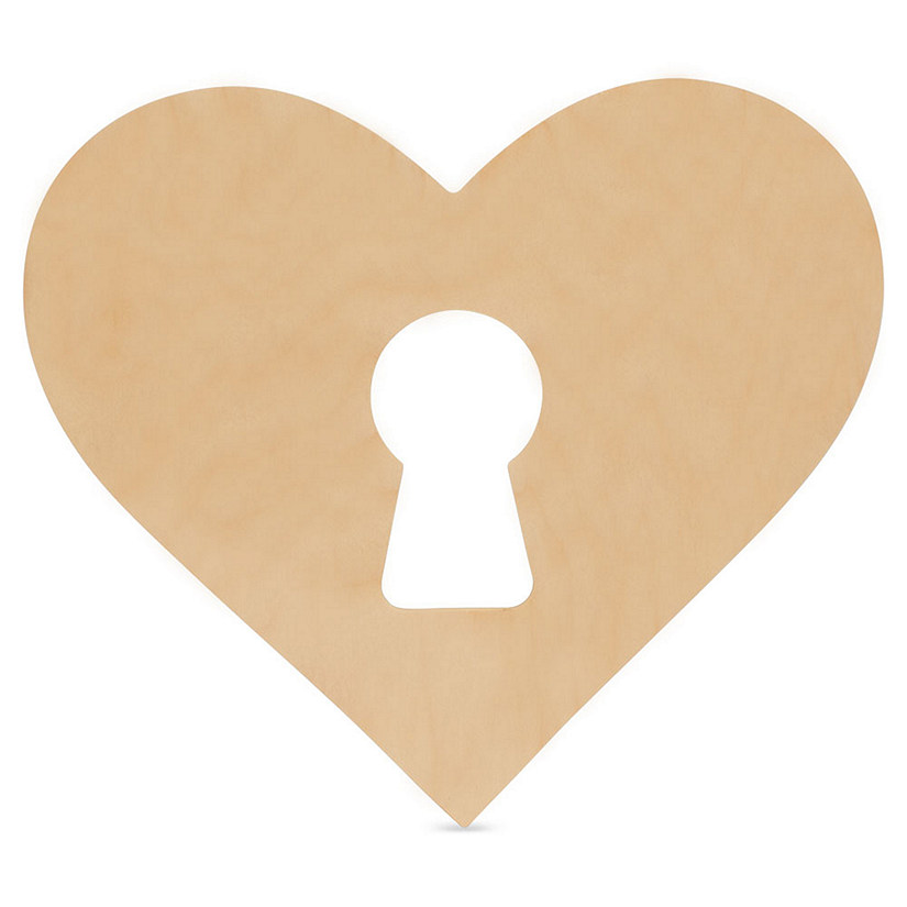 Woodpeckers Crafts, DIY Unfinished Wood 8" Heart with Keyhole Cutout, Pack of 6 Image