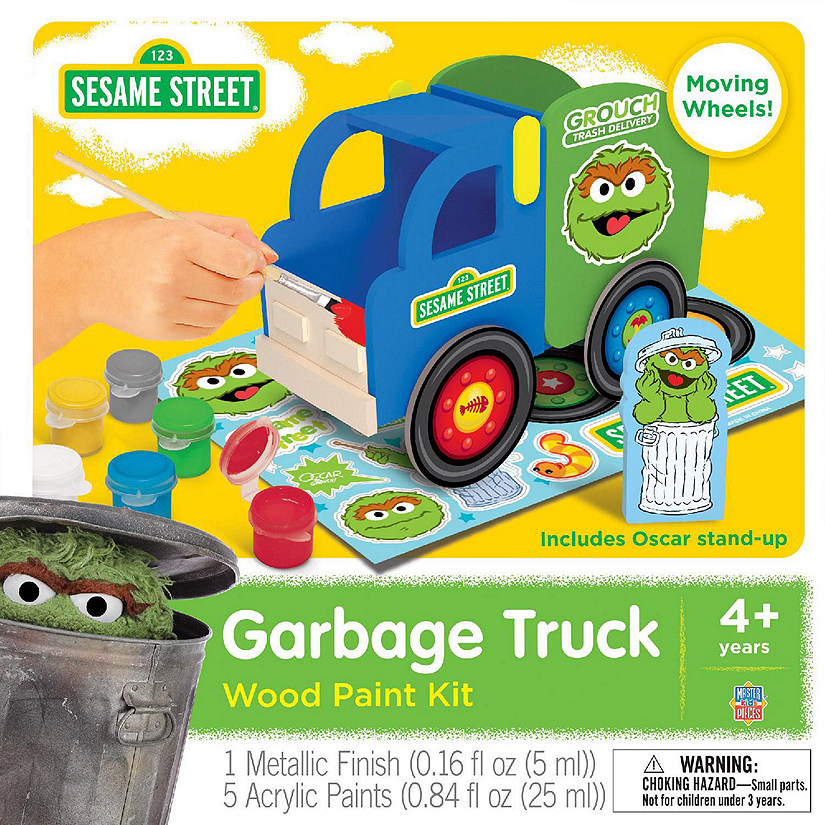 Works of Ahhh... Sesame Street - Garbage Truck Wood Paint Kit Image