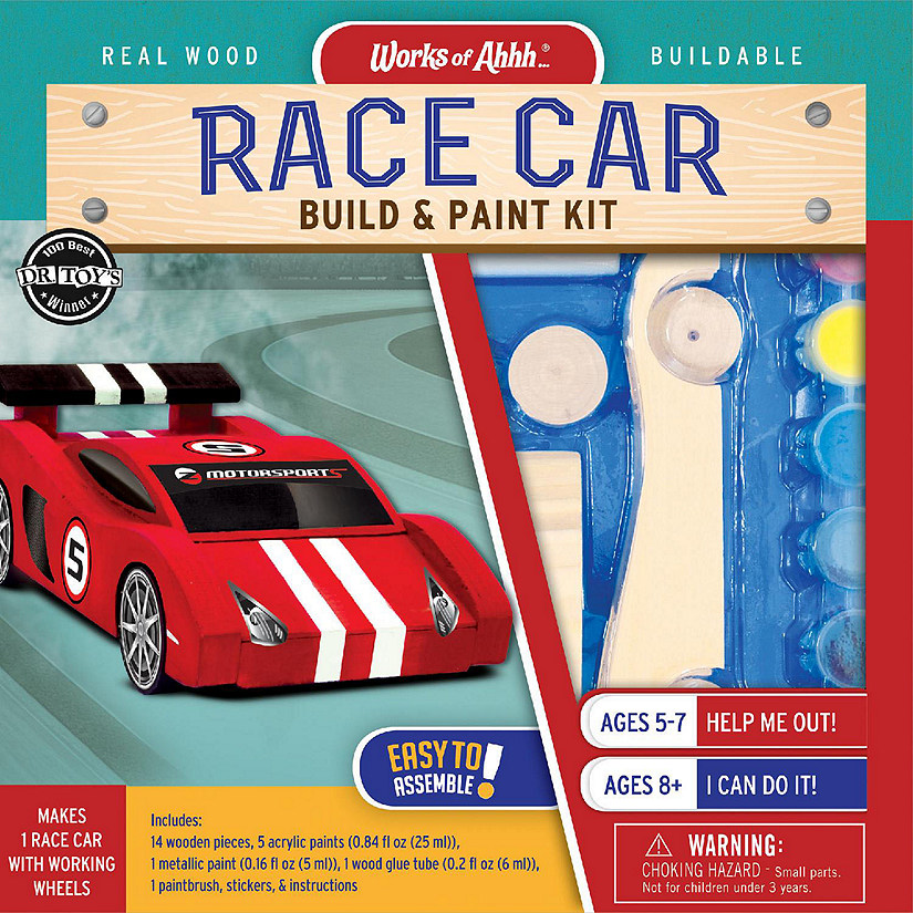 Works of Ahhh Craft Set - Race Car Craft Build & Paint Kit for Kids Image