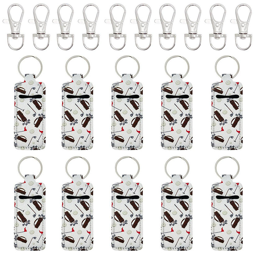 Wrapables 10 Pack Chapstick Holder Keychain, Keyring for Lip Balm Lip Gloss Lipstick with 10 Pieces Metal Keyring Clasps, Golf Image