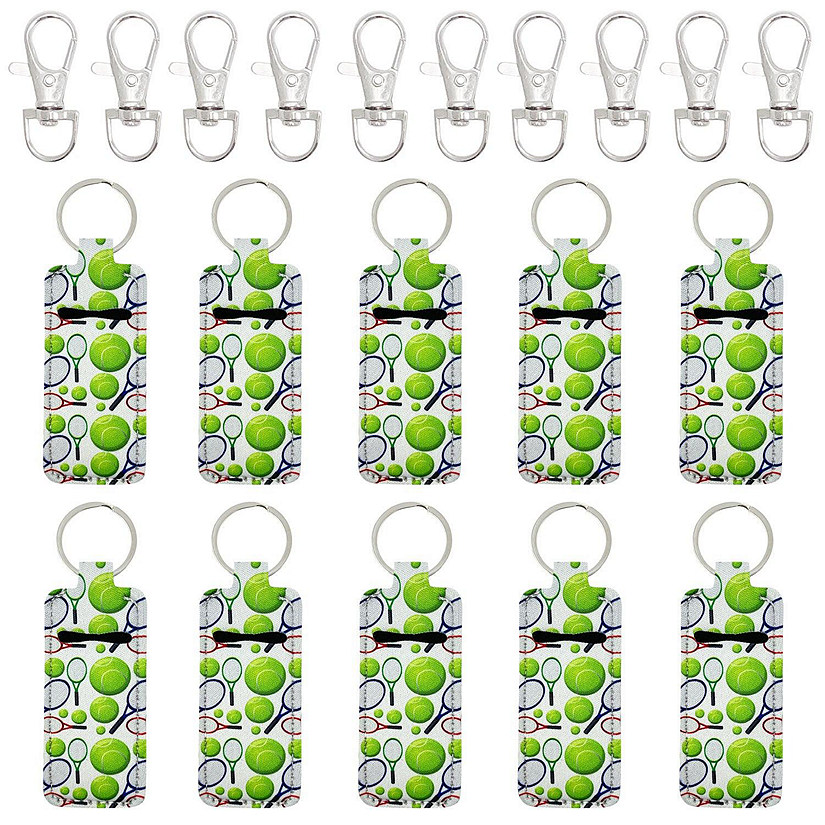 Wrapables 10 Pack Chapstick Holder Keychain, Keyring for Lip Balm Lip Gloss Lipstick with 10 Pieces Metal Keyring Clasps, Tennis Image