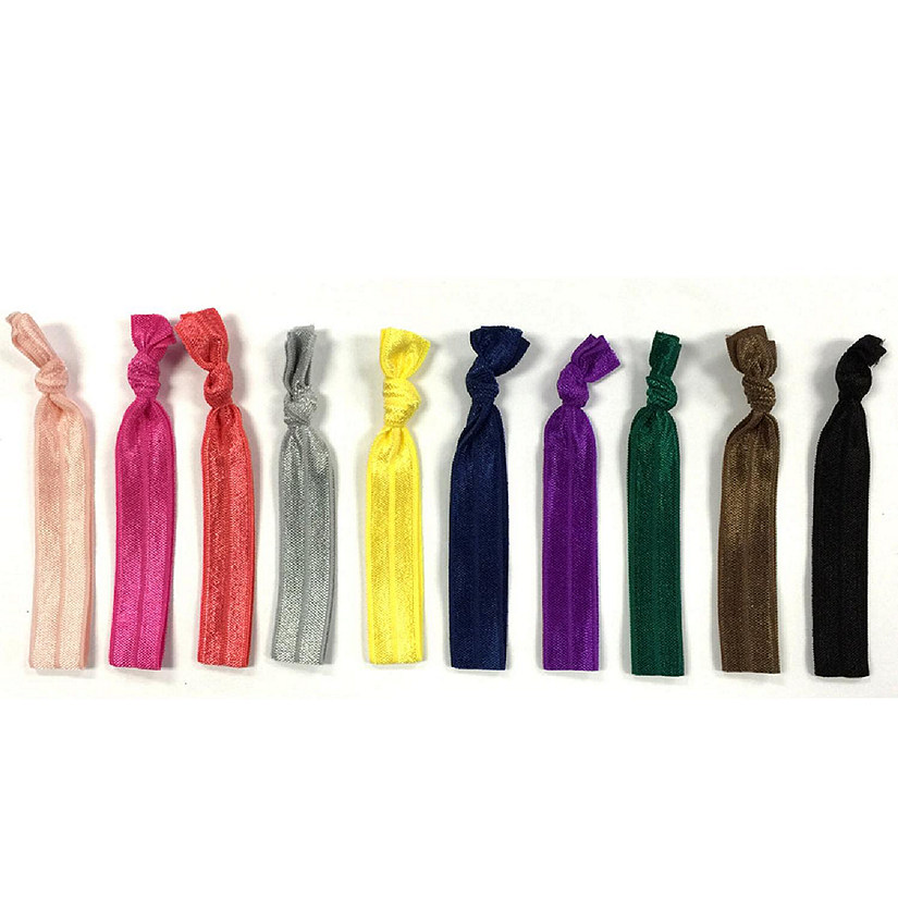 Wrapables 10 Pack Elastic Hair Ties Ribbon Hair Ties Ponytail Holders No Crease Hair Ties Ouchless Hair Ties, Bold Image
