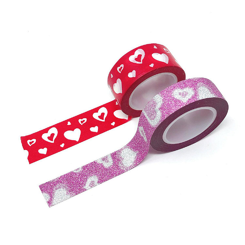 Wrapables 10M x 15mm Washi Masking Tape (Set of 2), Red and Pink Passion Image