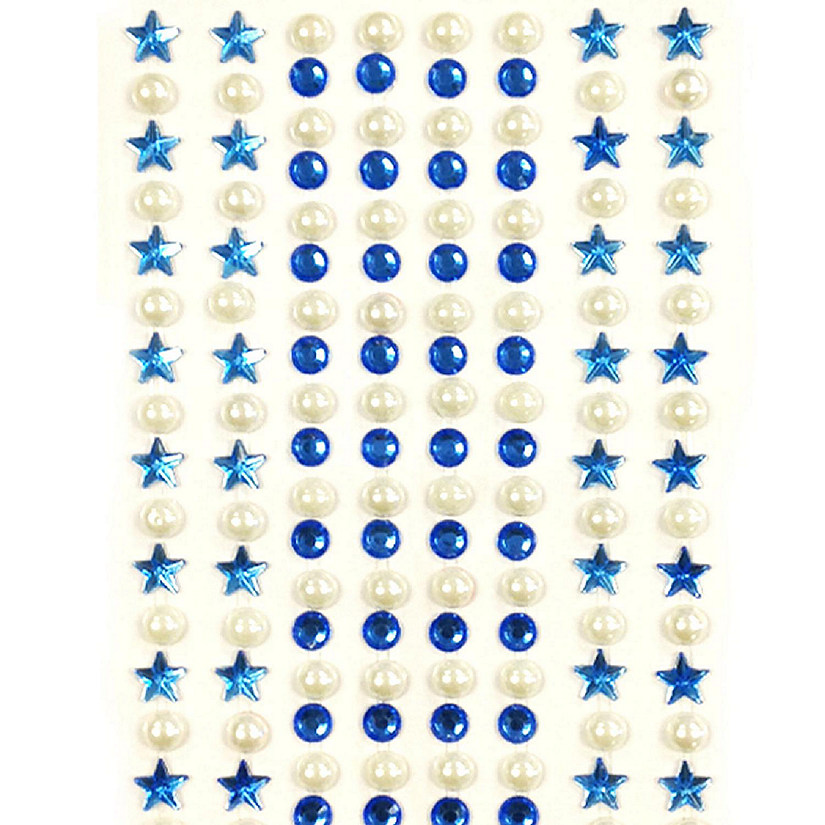 Wrapables 164 pieces Crystal Star and Pearl Stickers Adhesive Rhinestones, Blue Image