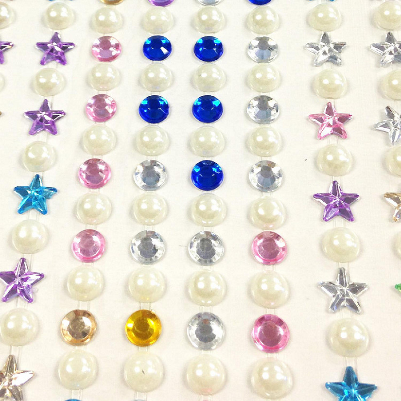 Wrapables 164 pieces Crystal Star and Pearl Stickers Adhesive Rhinestones, Multicolor Image