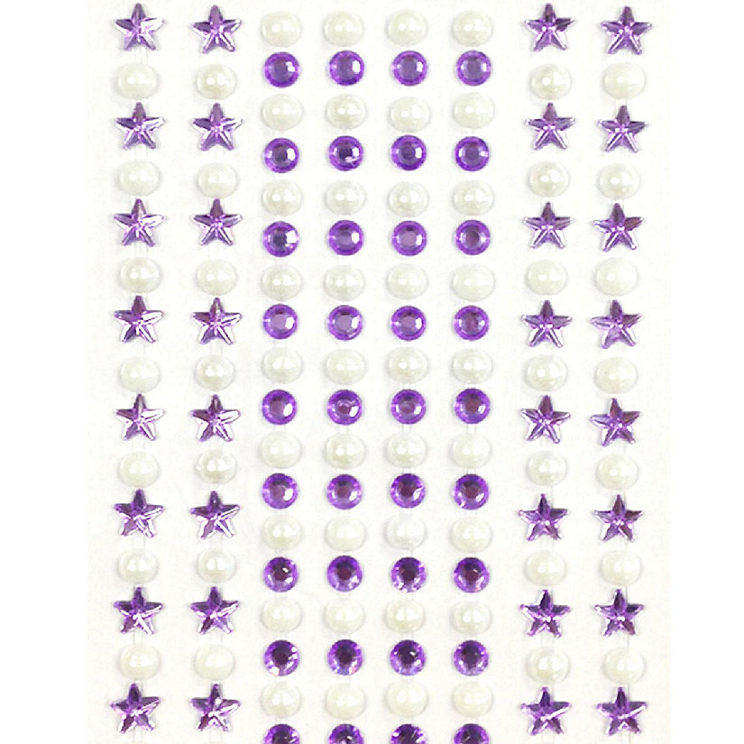 Wrapables 164 pieces Crystal Star and Pearl Stickers Adhesive Rhinestones, Purple Image