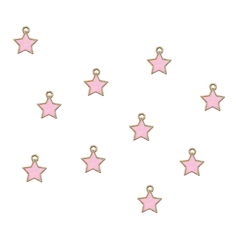 Wrapables 6MM Jewelry Marking Charm Pendant, Set of 10, Pink Star Image