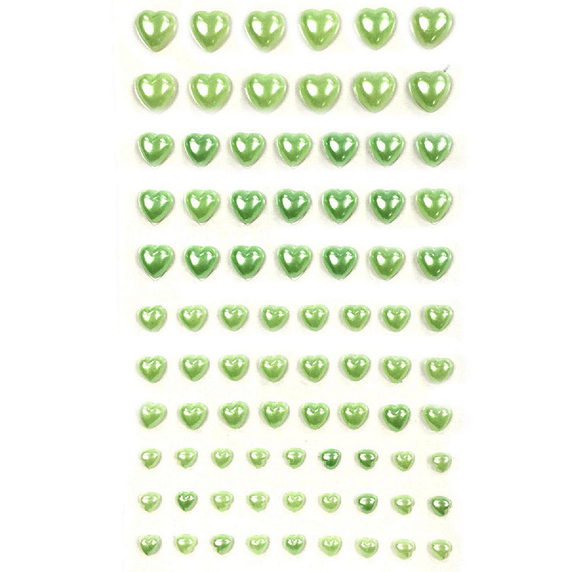 Wrapables 84 Piece Acrylic Adhesive Heart Gems, Green Image