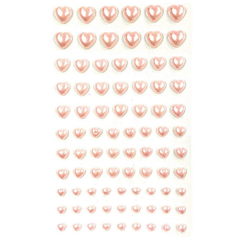 Wrapables 84 Piece Acrylic Adhesive Heart Gems, Pink Image