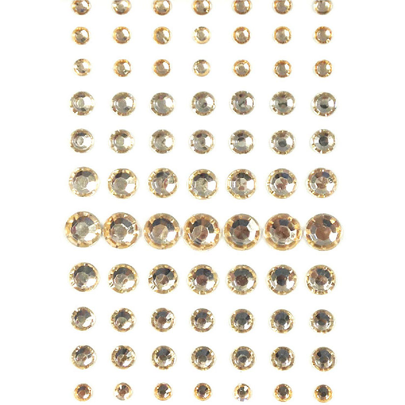 Wrapables 91 Pieces Crystal Diamond Sticker Adhesive Rhinestones 4/6/8/12mm, Champagne Image