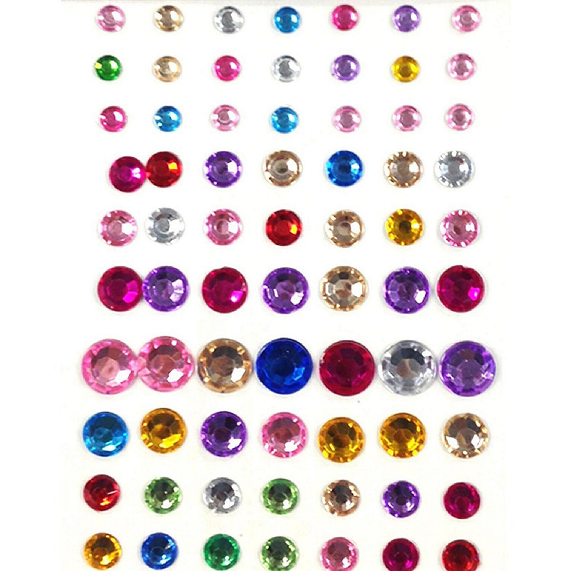 Wrapables 91 Pieces Crystal Diamond Sticker Adhesive Rhinestones 4/6/8/12mm, Multicolor Image