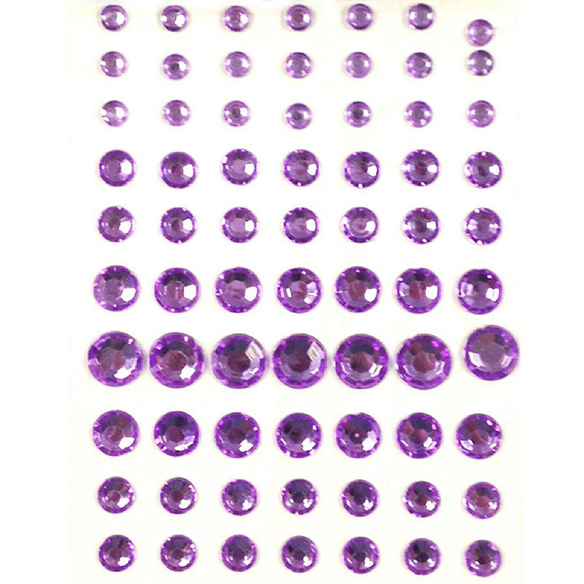 Wrapables 91 Pieces Crystal Diamond Sticker Adhesive Rhinestones 4/6/8/12mm, Purple Image