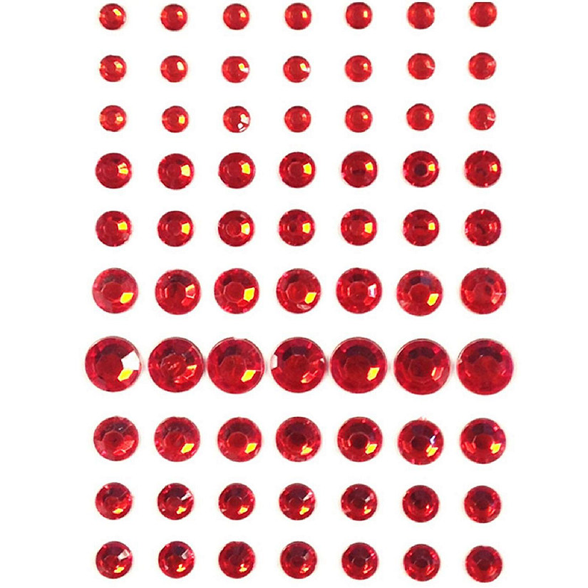 Wrapables 91 Pieces Crystal Diamond Sticker Adhesive Rhinestones 4/6/8/12mm, Red Image