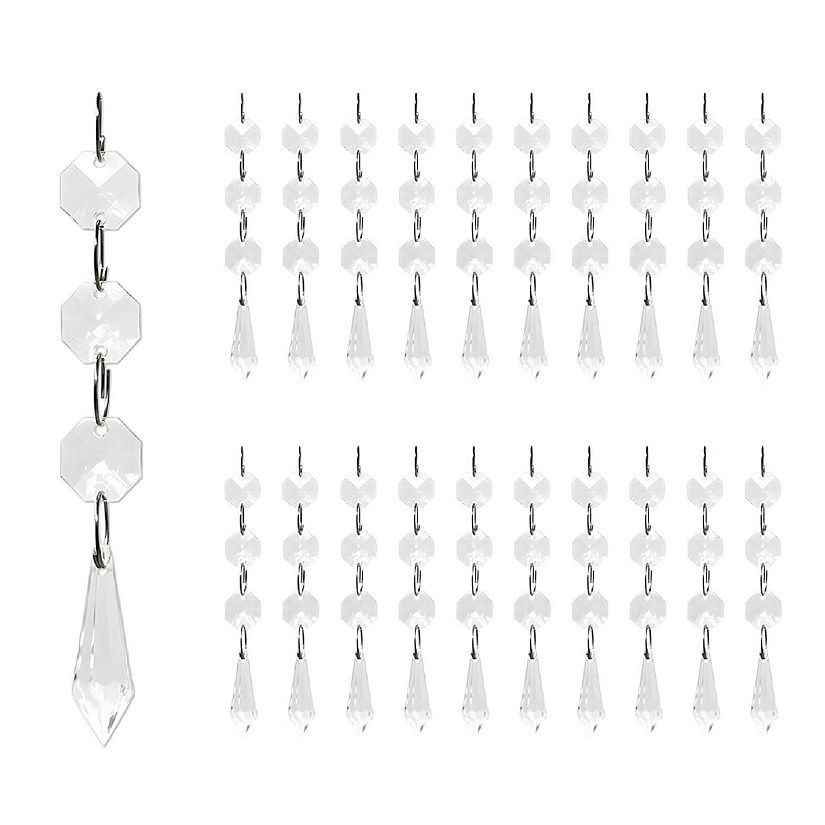Wrapables Acrylic Hanging Crystal Bead Strands for Chandeliers, Garlands, Wedding Decorations, Christmas Tree Ornaments (20pcs), Icicle Image